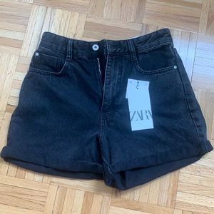 Zara High Rise Mom Shorts, Dark Gray, Size 4